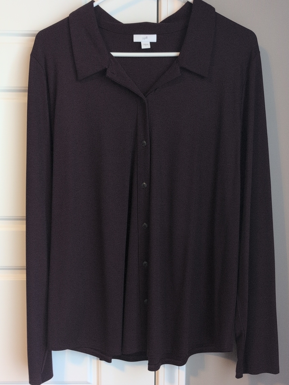 J. Jill Deep Maroon Button-Front Long Sleeve Shirt